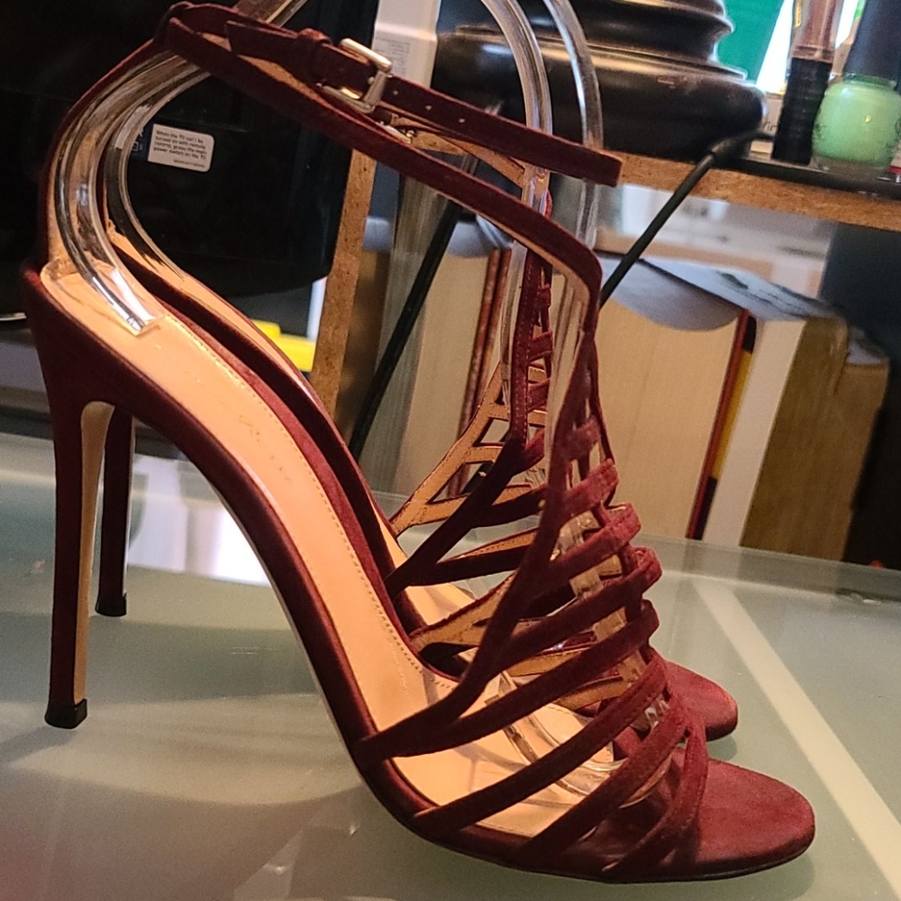 GIANVITO ROSSI Burgundy Strappy Stiletto  Euro 39 - Picture 3 of 11